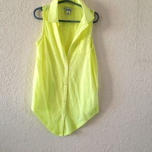 Green button shirt cut off sleves